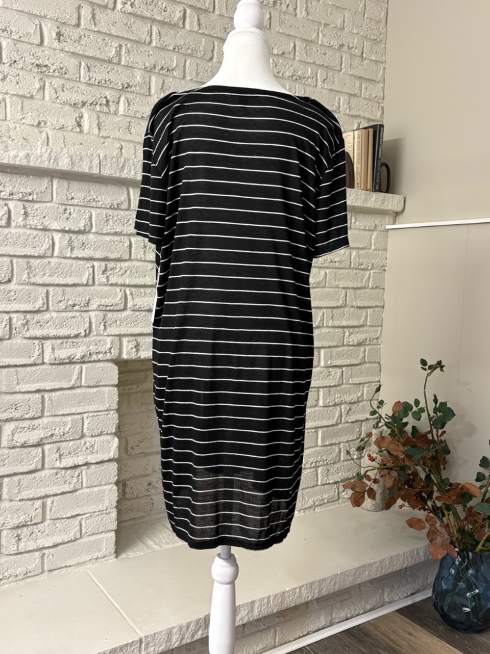 Tribal Fashion-NWT-Black & White Striped Sheer Beach Cover-Up Dress - XL - Picture 3 of 8